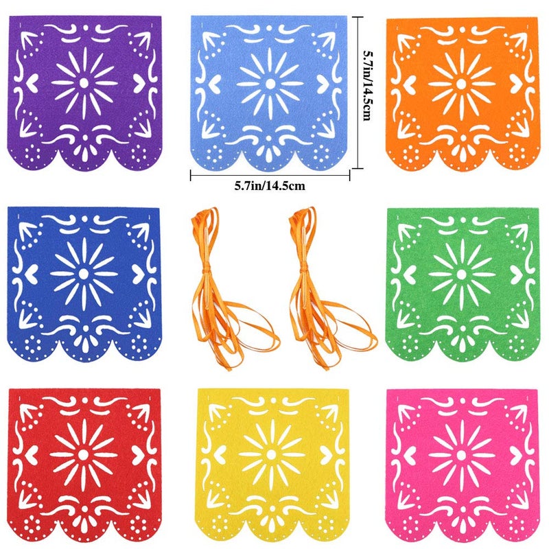 Dreamtop 2 Packs Mexican Table Runner 14 x 84 inch, Serape Table Runner for Mexican Party Wedding Decorations Outdoor Picnics Dining Table, Fringe Cotton Table Runners with 2 Pack Mexican Party Picado - Image 3